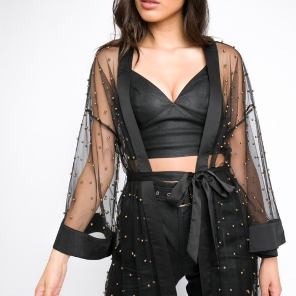 NWT- Women's Sheer Beaded Cardigan - Picture 6 of 8